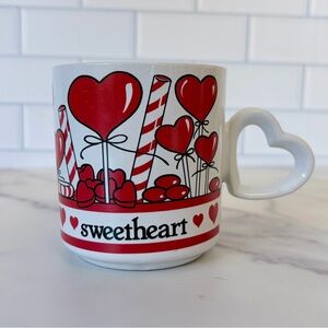 Vintage Sweetheart Valentine Mug Heart Handle, 1980s 1990s Novelty Coffee Cup